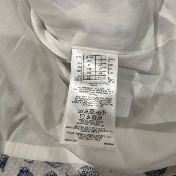 Brooks Brothers White and Blue Cotton Seashell Dress Size 12 Women - Picture 12 of 13